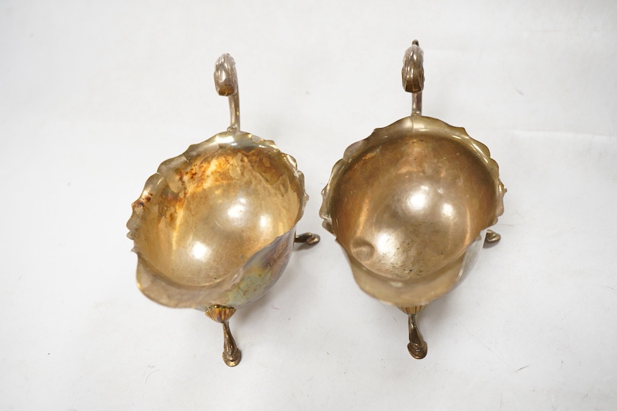 Sundry silver, consisting of - a pair of George V sauce boats, S. Blanckensee & Sons Ltd, Birmingham, 1936, a George III marrow scoop, Peter & Ann Bateman, London, 1793, a Victorian Scottish Kings pattern sauce ladle, te